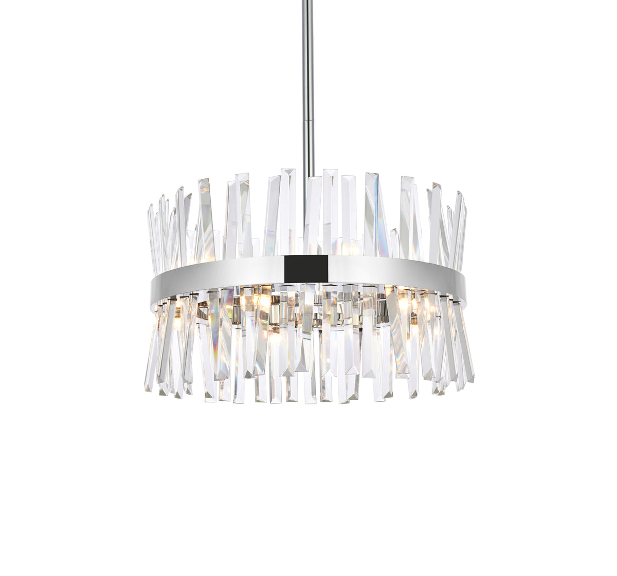 Serephina 20 inch crystal round pendant light in chrome