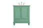 30 inch Single Bathroom vanity in vintage mint with ivory white engineered marble