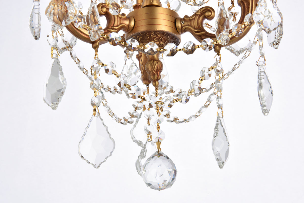 Rosalia 3 light French Gold Pendant Clear Royal Cut Crystal