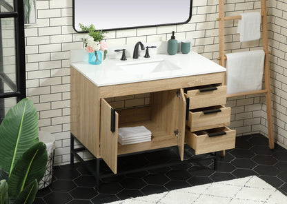 42 inch Single bathroom vanity in mango wood with backsplash