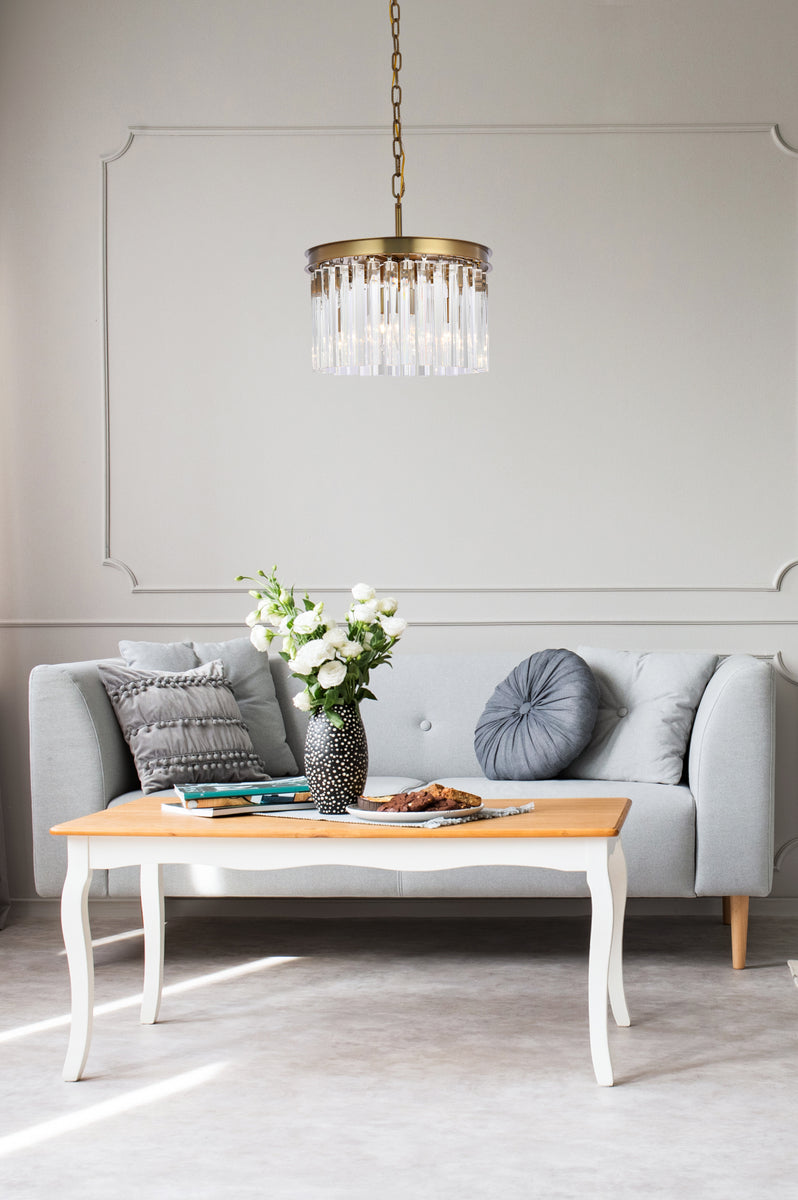 Sydney 16 inch round crystal pendant in satin gold