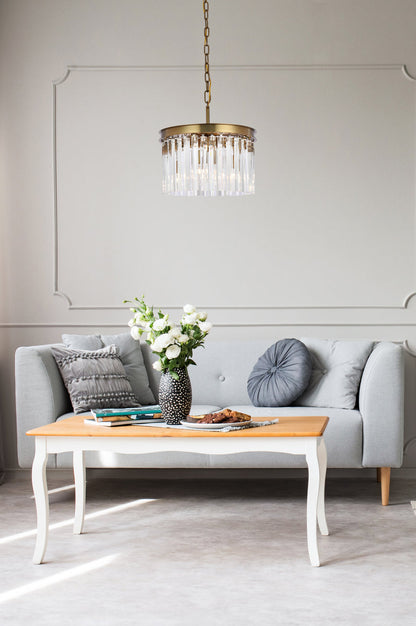 Sydney 16 inch round crystal pendant in satin gold