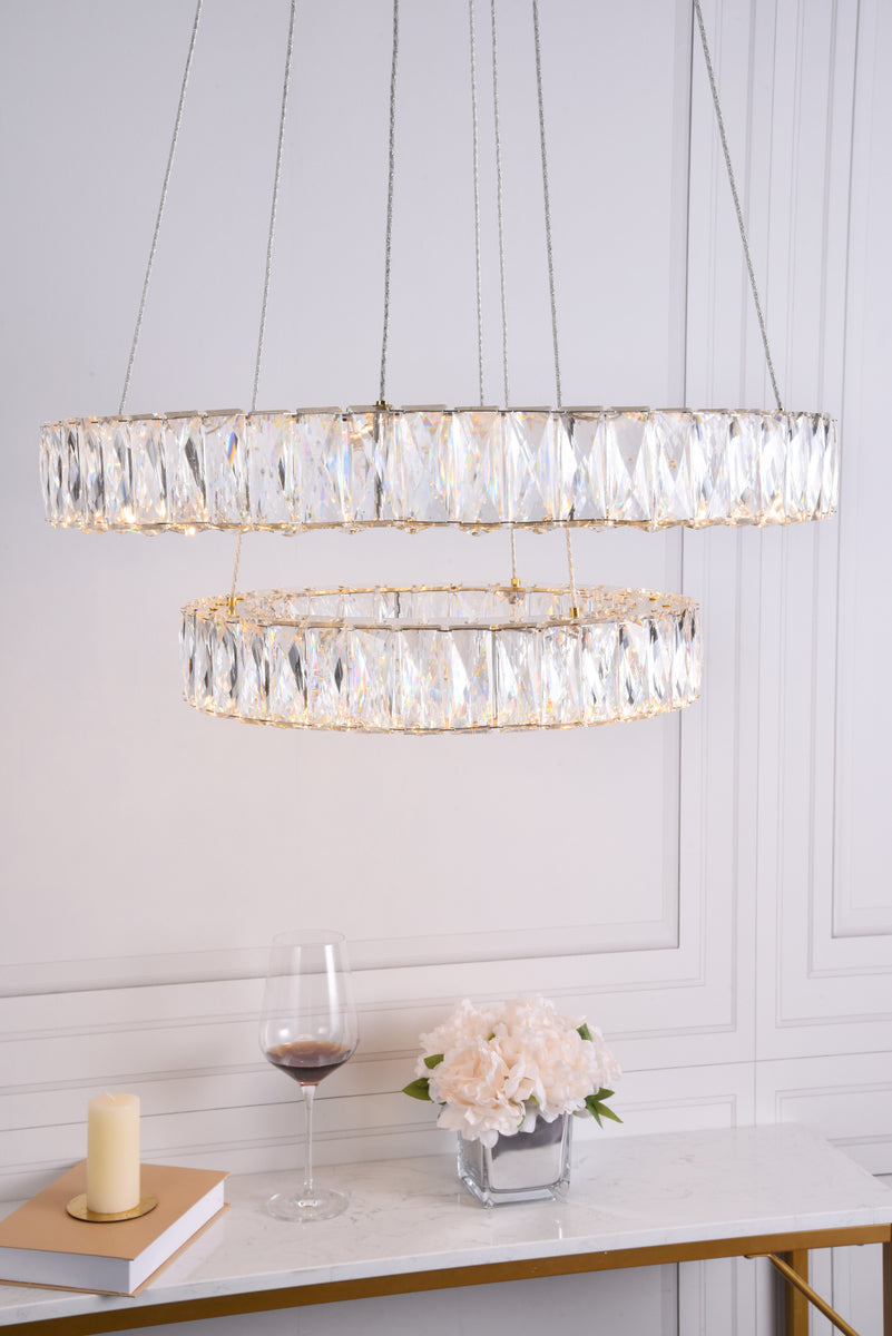 Monroe Integrated LED chip light gold Chandelier Clear Royal Cut Crystal