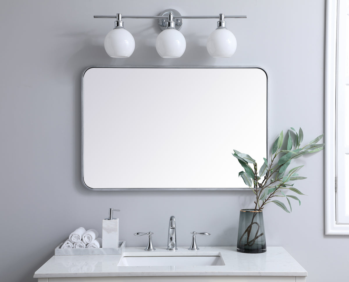 Soft corner metal rectangular mirror 24x36 inch in Silver