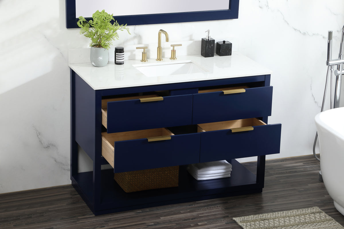 48 inch Single bathroom vanity in blue with backsplash