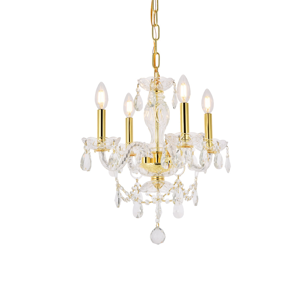 Princeton 4 light Gold Pendant Clear Royal Cut Crystal