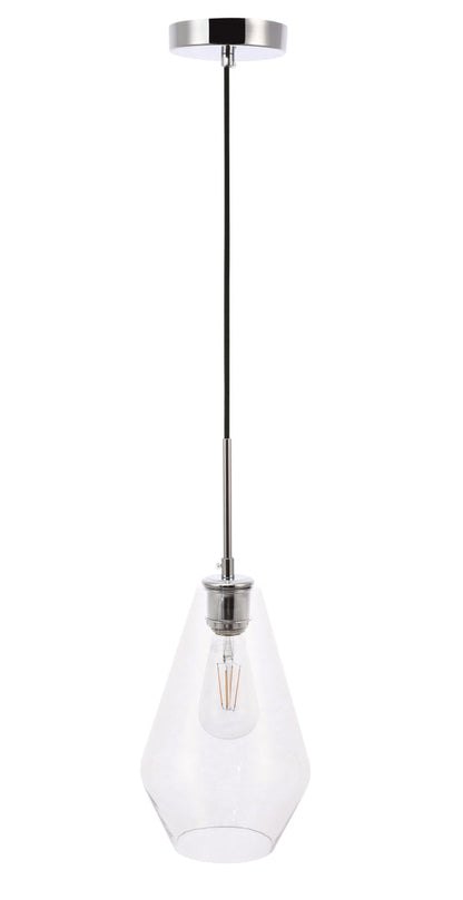 Gene 1 light Chrome and Clear glass pendant