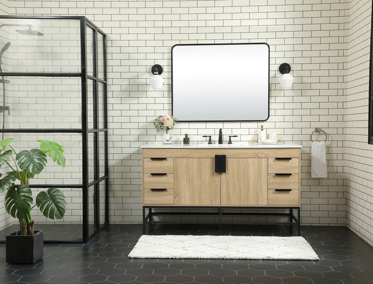 60 inch Single bathroom vanity in mango wood