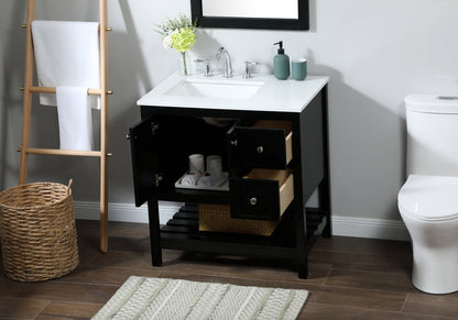 32 inch Single bathroom vanity in black