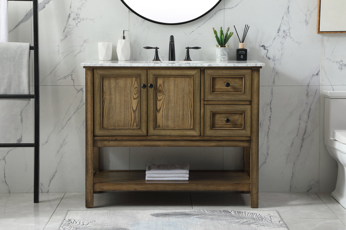 42 inch Single bathroom vanity in driftwood