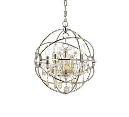 Geneva 4 light polished nickel Pendant Golden Teak (Smoky) Royal Cut crystal