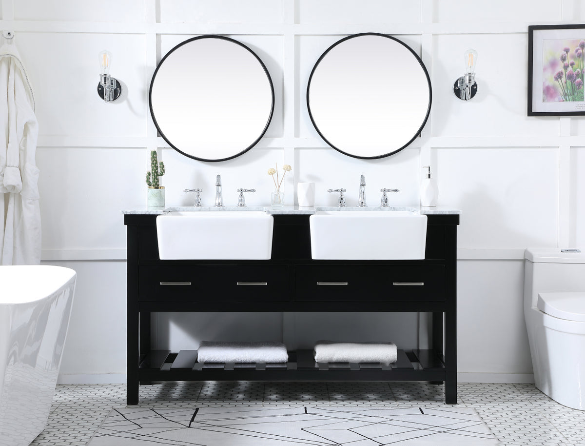 60 inch double bathroom vanity in black