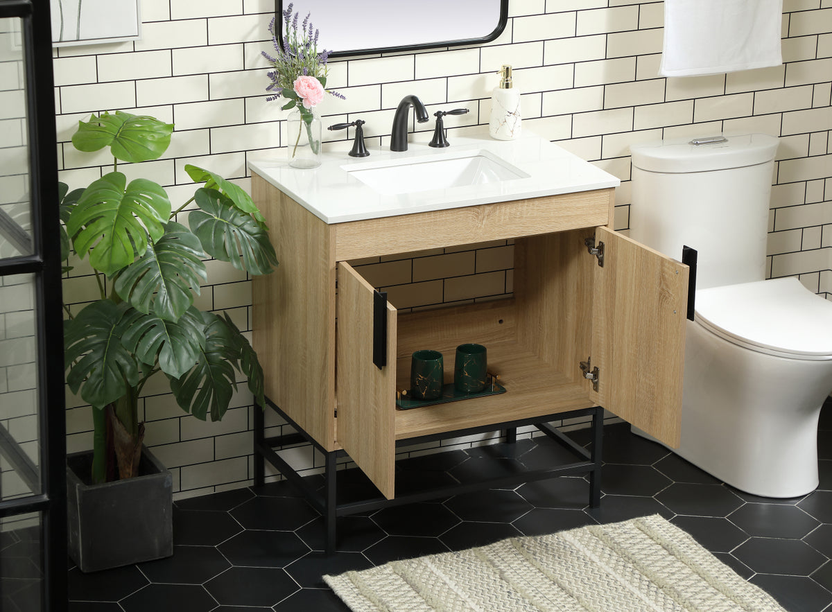 30 inch Single bathroom vanity in mango wood