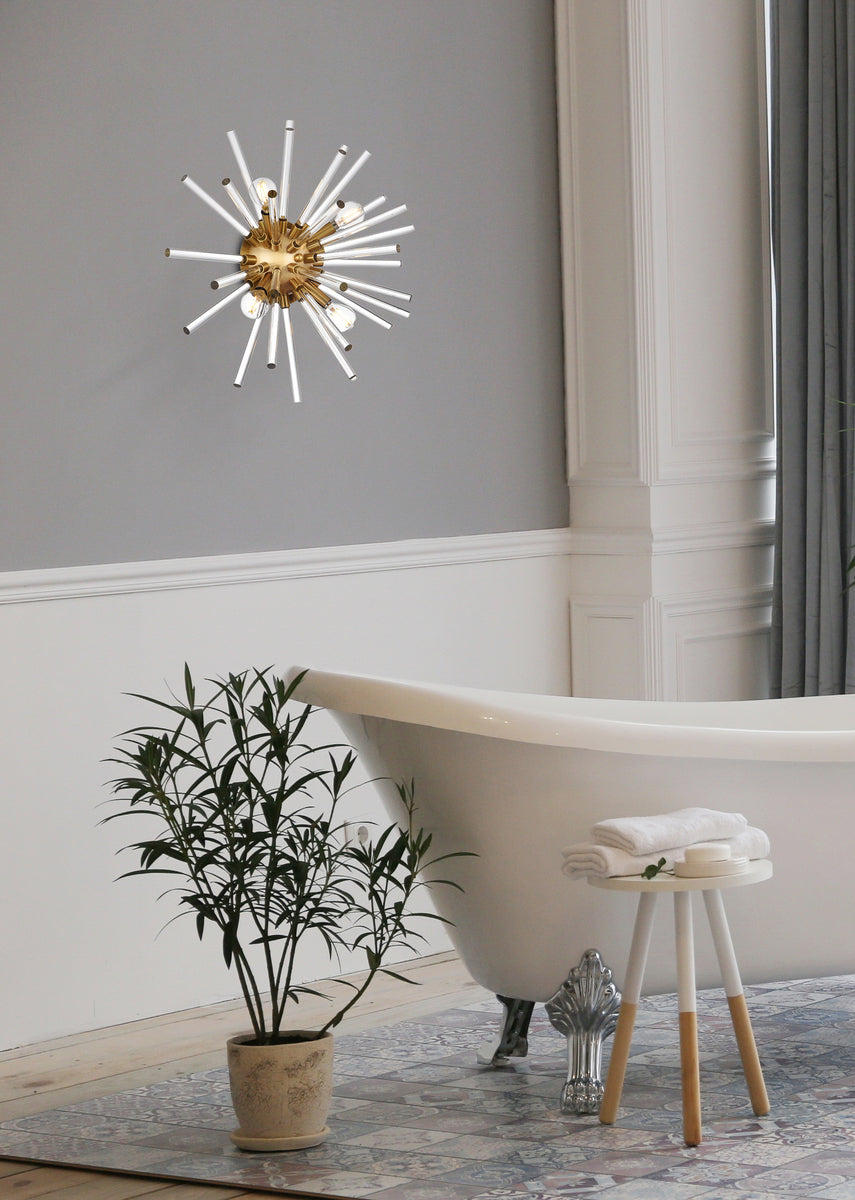 Sienna 18 inch crystal rod wall sconce in gold