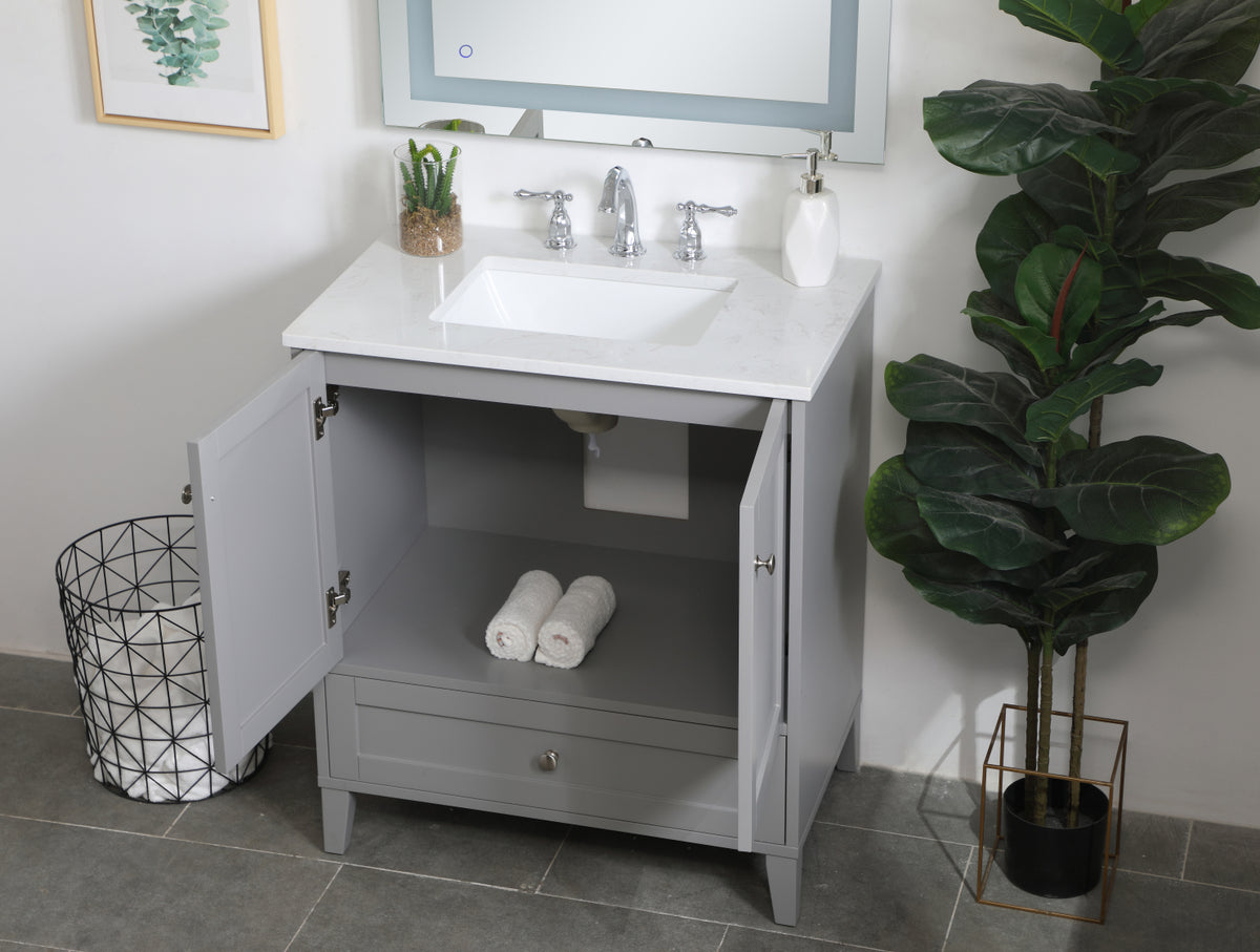 30 inch Single Bathroom Vanity in Grey