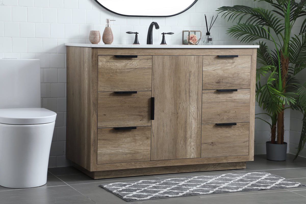 48 Inch SIngle Bathroom Vanity In Natural Oak