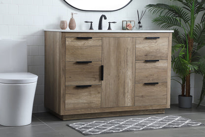 48 Inch SIngle Bathroom Vanity In Natural Oak