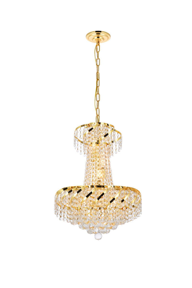 Belenus 6 light Gold Pendant Clear Royal Cut Crystal