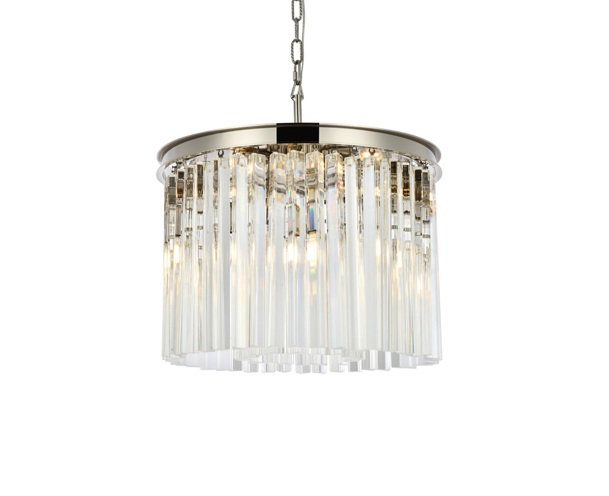 Sydney 6 light polished nickel Pendant Clear Royal Cut Crystal