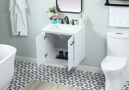 24 inch Single bathroom vanity in white with backsplash