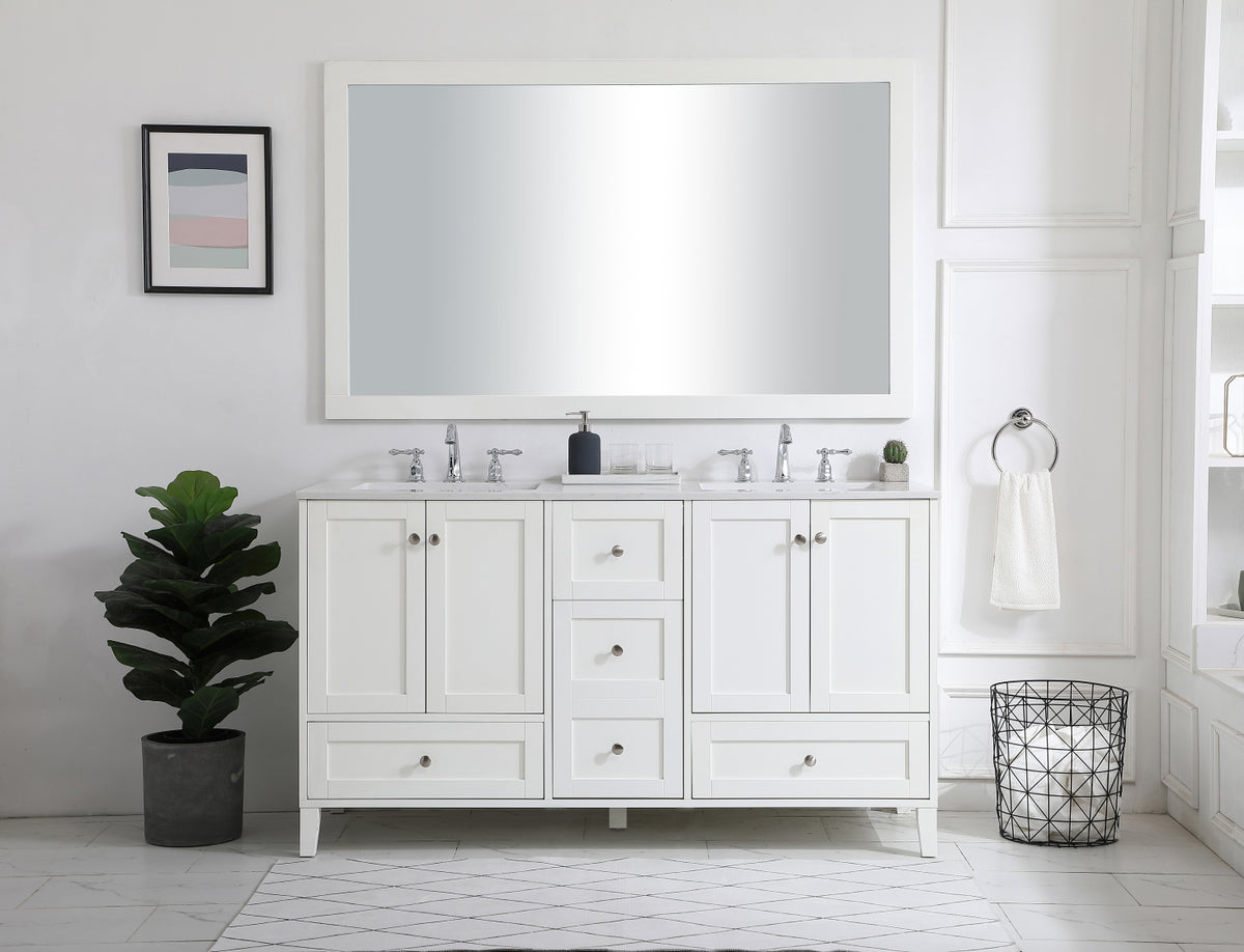 60 inch Double Bathroom Vanity in White
