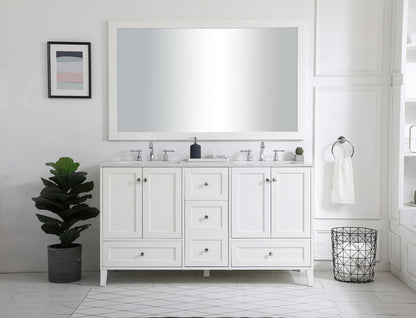 60 inch Double Bathroom Vanity in White