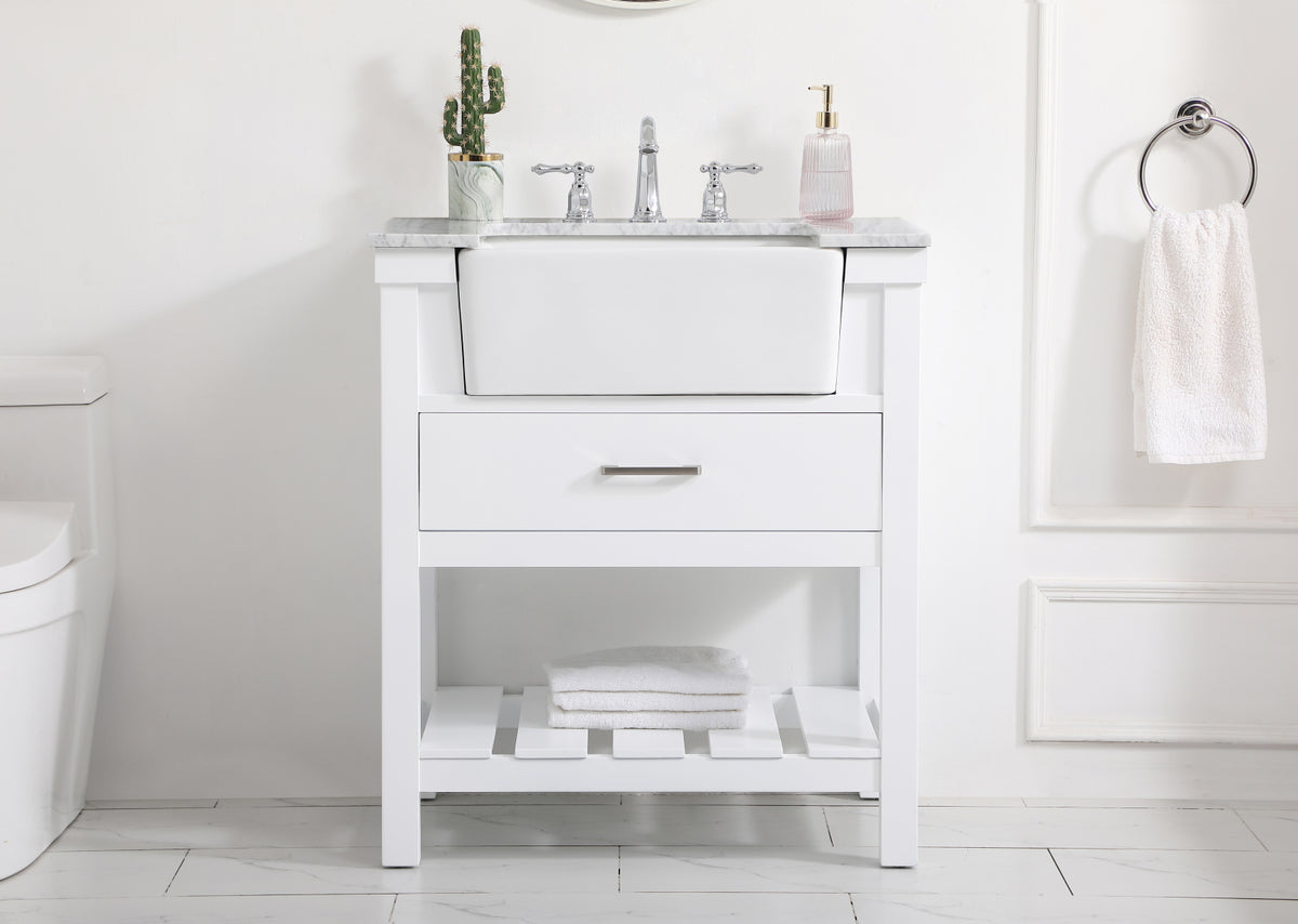 30 inch Single bathroom vanity in white