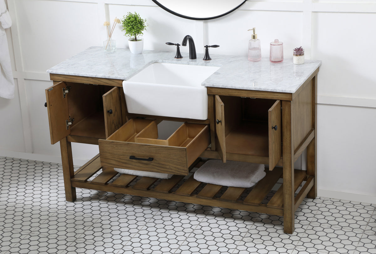 60 inch Single bathroom vanity in driftwood
