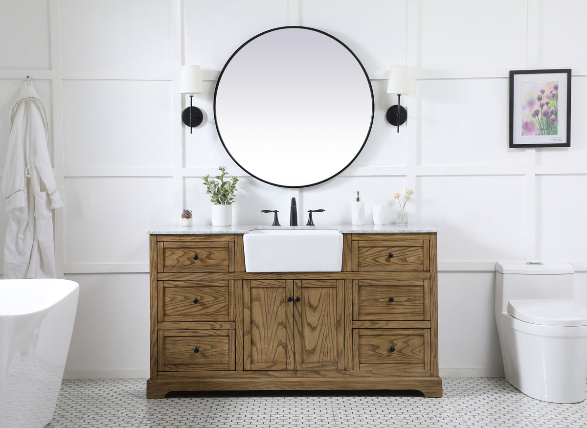 60 inch Single bathroom vanity in driftwood