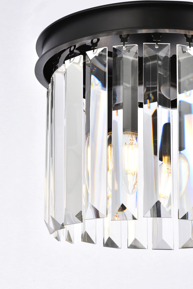 Sydney 3 light Matte Black Pendant Clear Royal Cut Crystal