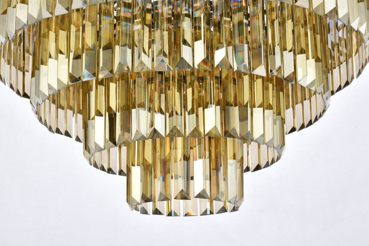 Sydney 33 light Matte Black Chandelier Golden Teak (Smoky) Royal Cut Crystal
