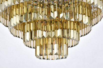 Sydney 33 light Matte Black Chandelier Golden Teak (Smoky) Royal Cut Crystal