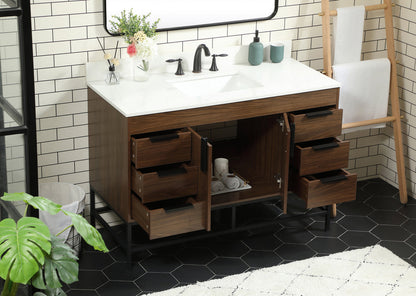 48 inch Single bathroom vanity in walnut with backsplash