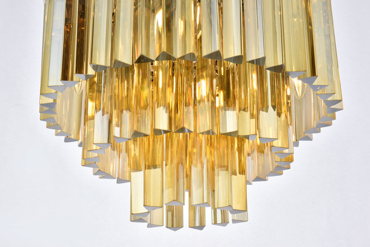 Sydney 9 light polished nickel Flush Mount Golden Teak (Smoky) Royal Cut Crystal