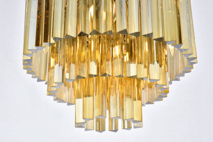 Sydney 9 light polished nickel Flush Mount Golden Teak (Smoky) Royal Cut Crystal