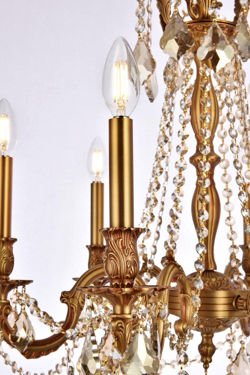 Rosalia 6 light French Gold Chandelier Golden Teak (Smoky) Royal Cut Crystal