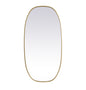 Metal Frame Oval Mirror 24x48 Inch in Brass