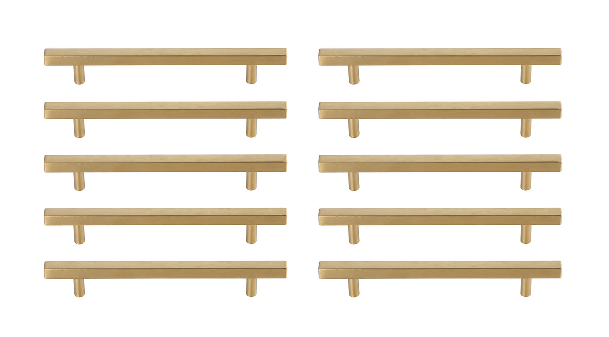 Dior 6-5/16" Center to Center Brass Bar Pull Multipack (set of 10)