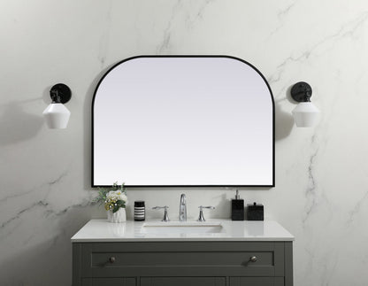 Metal Frame Arch Mirror 42x30 Inch in Black