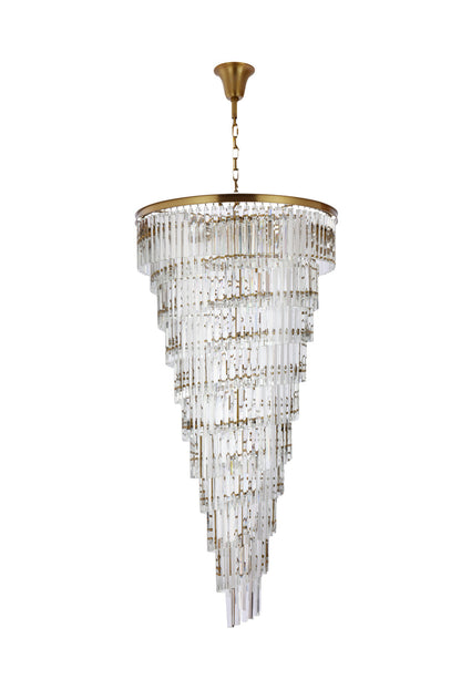 Sydney 36.5 inch spiral crystal chandelier in satin gold