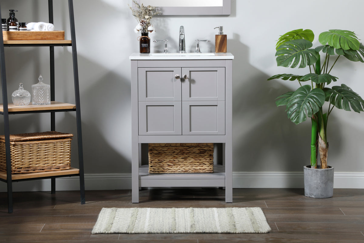 24 inch Single bathroom vanity in grey