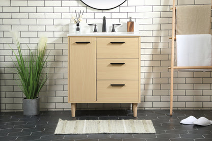 30 inch bathroom vanity in Maple with backsplash