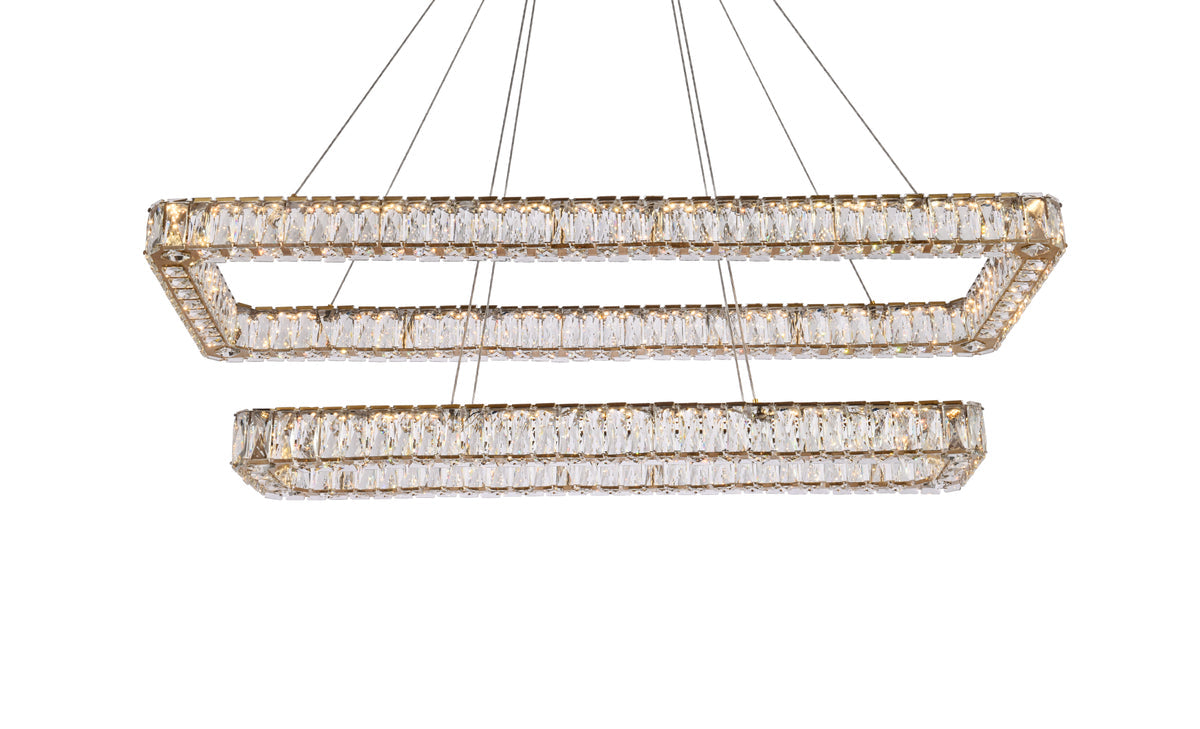Monroe 50 inch LED double rectangle pendant in gold