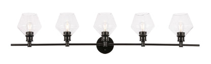 Gene 5 light Black and Clear glass Wall sconce