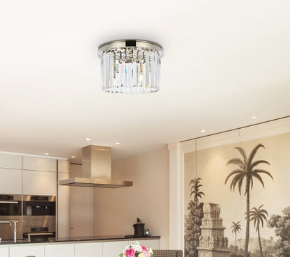 Sydney 3 light polished nickel Flush Mount Clear Royal Cut Crystal