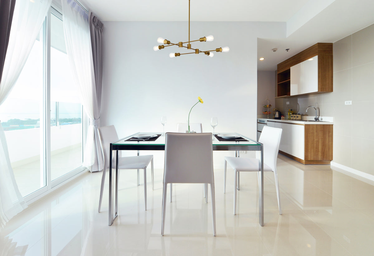 Xavier 6 lights pendant in brass