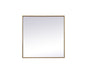 Metal Frame Square Mirror 24 inch in Brass