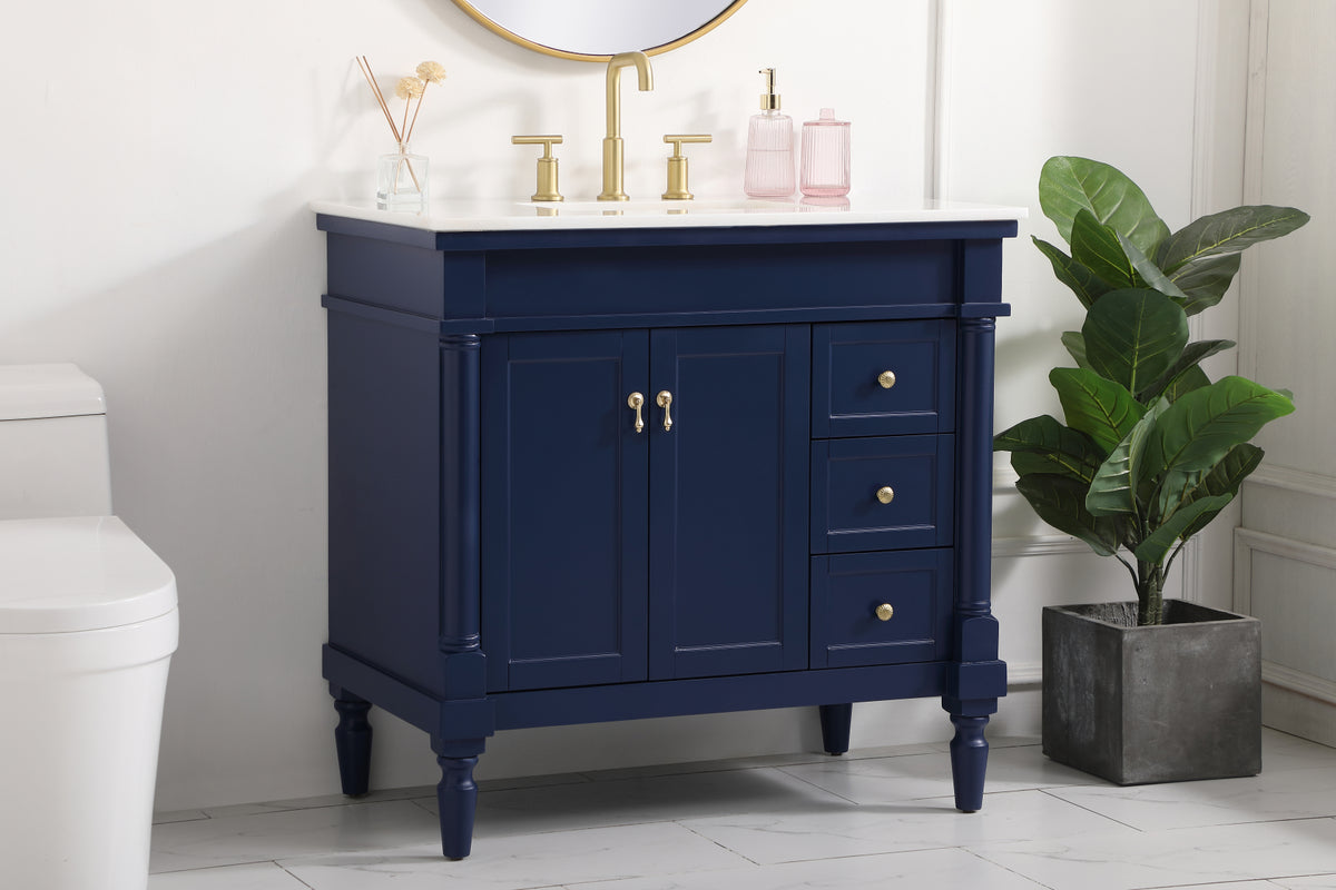 36 inch Single bathroom vanity in blue