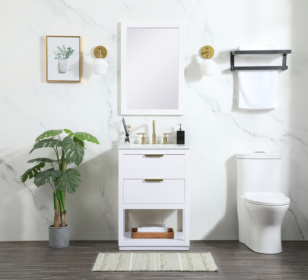 24 inch Single bathroom vanity in white