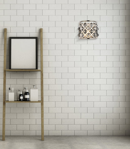 Madison 1 light polished Nickel Wall Sconce Silver Shade (Grey) Royal Cut Crystal